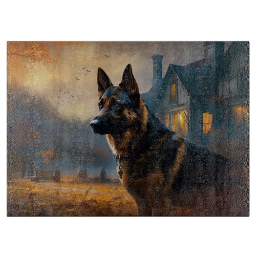 German Shepherd Halloween Scary Snijplank (Voorkant)