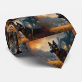 German Shepherd Halloween Scary Stropdas (Opgerold)