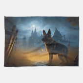 German Shepherd Halloween Scary Theedoek (Horizontaal)