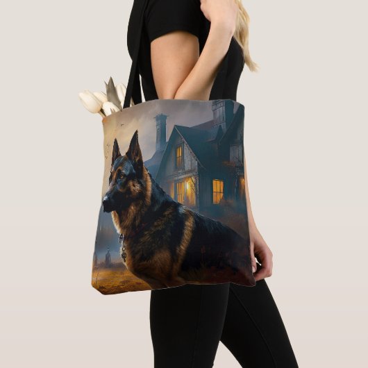 German Shepherd Halloween Scary Tote Bag (Dichtbij)