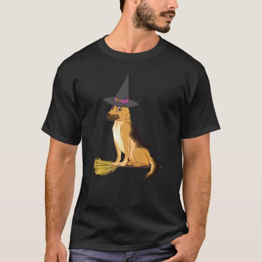 German Shepherd Halloween Witch Dog T-shirt (Voorkant)