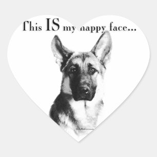 German Shepherd Happy Face Hart Sticker