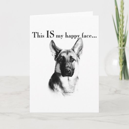 German Shepherd Happy Face Kaart (Voorkant)