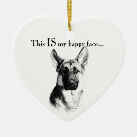 German Shepherd Happy Face Keramisch Ornament (Voorkant)