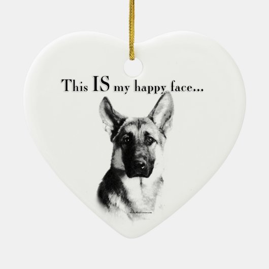 German Shepherd Happy Face Keramisch Ornament (Achterkant)