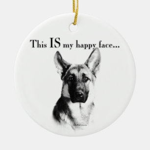 German Shepherd Happy Face Keramisch Ornament