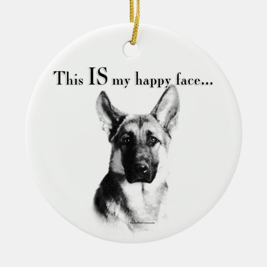 German Shepherd Happy Face Keramisch Ornament (Voorkant)