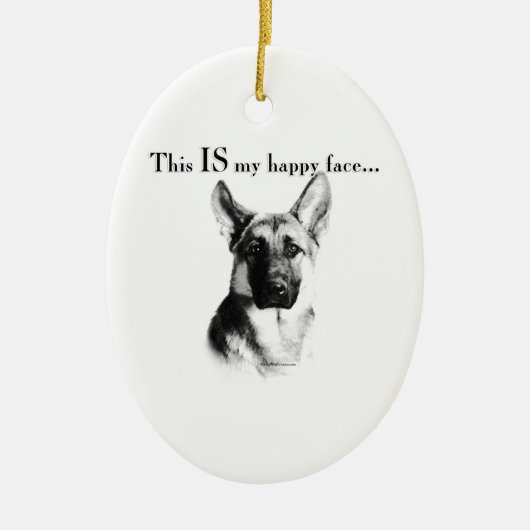 German Shepherd Happy Face Keramisch Ornament (Voorkant)