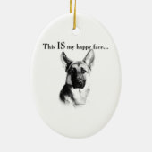 German Shepherd Happy Face Keramisch Ornament (Achterkant)