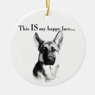 German Shepherd Happy Face Keramisch Ornament