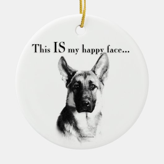German Shepherd Happy Face Keramisch Ornament (Voorkant)