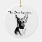 German Shepherd Happy Face Keramisch Ornament (Achterkant)
