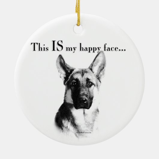 German Shepherd Happy Face Keramisch Ornament (Achterkant)
