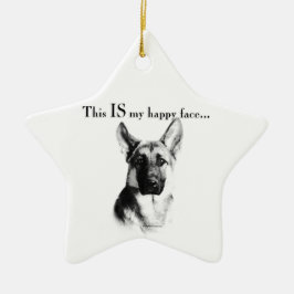 German Shepherd Happy Face Keramisch Ornament