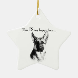 German Shepherd Happy Face Keramisch Ornament