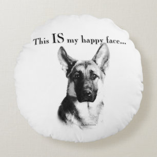 German Shepherd Happy Face Rond Kussen