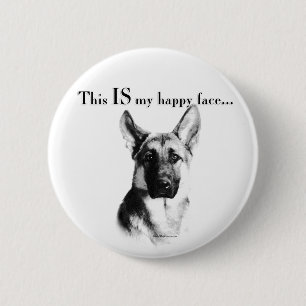 German Shepherd Happy Face Ronde Button 5,7 Cm