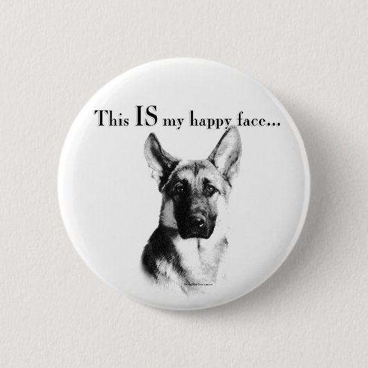 German Shepherd Happy Face Ronde Button 5,7 Cm (Voorkant)