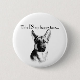 German Shepherd Happy Face Ronde Button 5,7 Cm