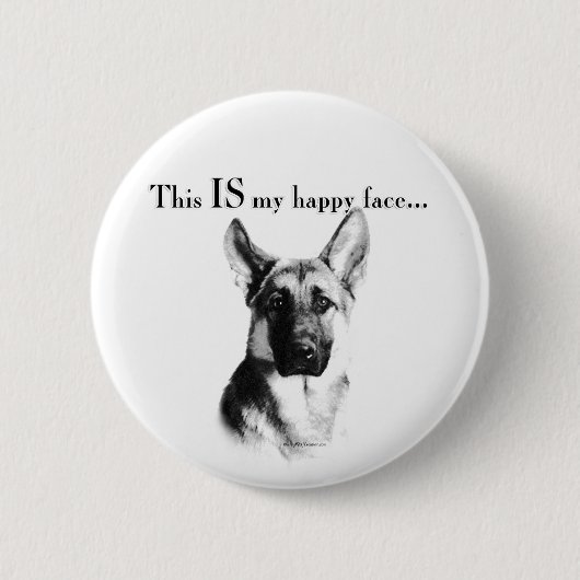 German Shepherd Happy Face Ronde Button 5,7 Cm (Voorkant)