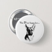 German Shepherd Happy Face Ronde Button 5,7 Cm (Voorkant /achterkant)