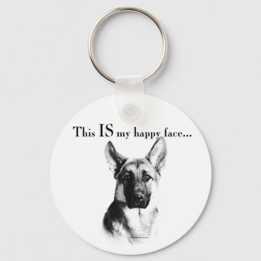 German Shepherd Happy Face Sleutelhanger (Voorkant)