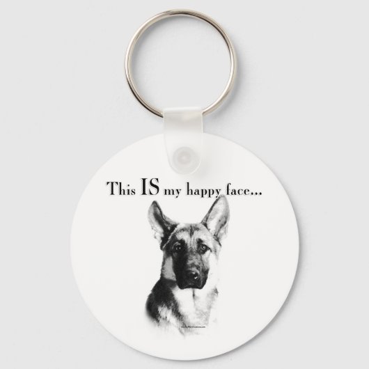 German Shepherd Happy Face Sleutelhanger (Voorkant)