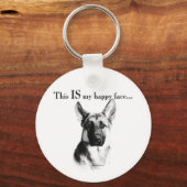 German Shepherd Happy Face Sleutelhanger (Voorkant)