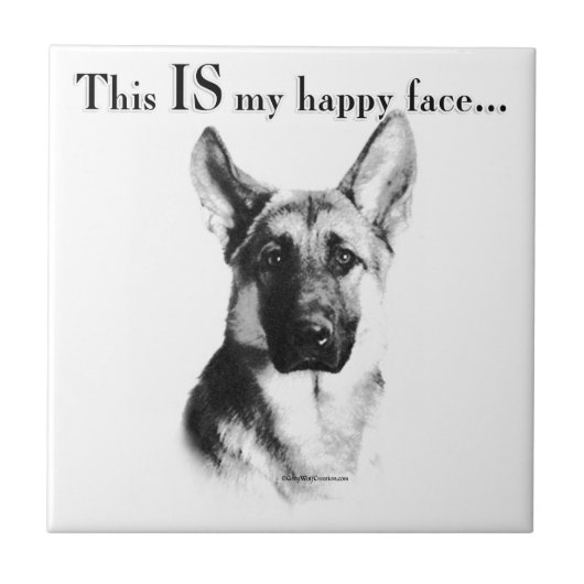 German Shepherd Happy Face Tegeltje (Voorkant)