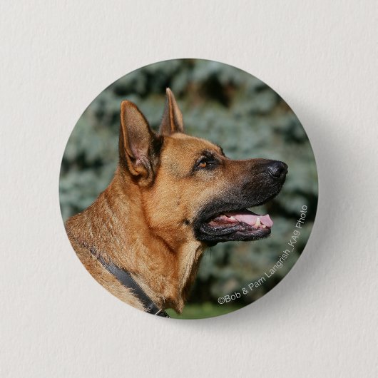 German Shepherd Headshot 1 Ronde Button 5,7 Cm (Voorkant)