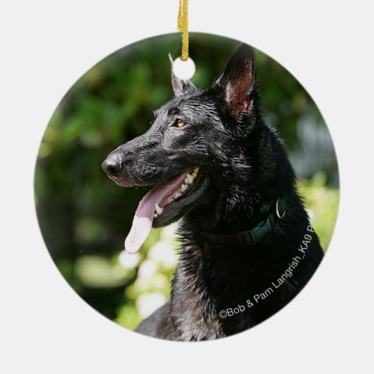 German Shepherd Headshot 2 Keramisch Ornament (Achterkant)