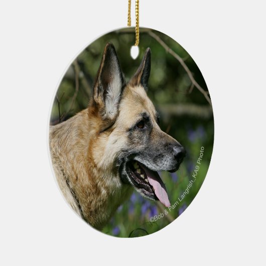 German Shepherd Headshot 3 Keramisch Ornament (Rechts)