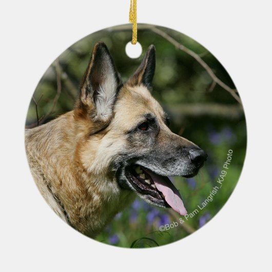 German Shepherd Headshot 3 Keramisch Ornament (Achterkant)