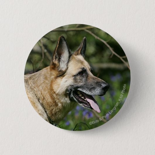 German Shepherd Headshot 3 Ronde Button 5,7 Cm (Voorkant)