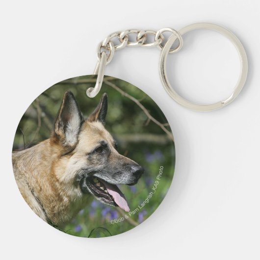 German Shepherd Headshot 3 Sleutelhanger (Achterkant)