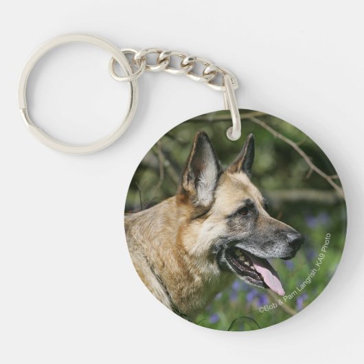 German Shepherd Headshot 3 Sleutelhanger (Voorkant)