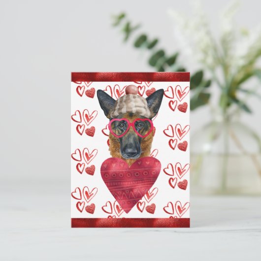 German Shepherd Heart Hondenliefhebber Valentijn G Briefkaart (Staand voorkant)