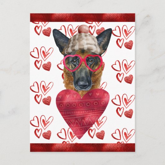 German Shepherd Heart Hondenliefhebber Valentijn G Briefkaart (Voorkant)