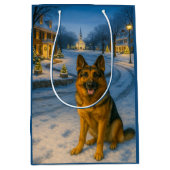 German Shepherd Holiday  Medium Cadeauzakje (Voorkant)
