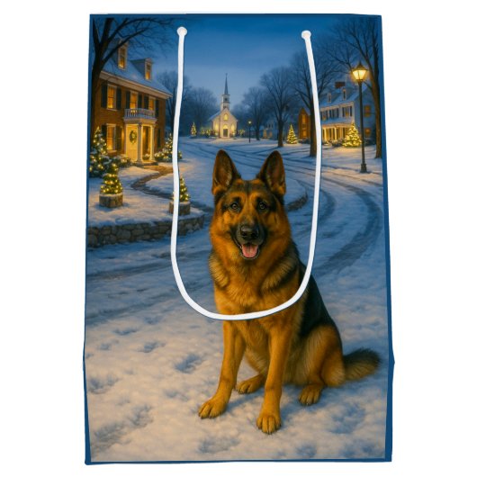 German Shepherd Holiday  Medium Cadeauzakje (Achterkant)