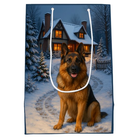 German Shepherd Holiday  Medium Cadeauzakje (Achterkant)