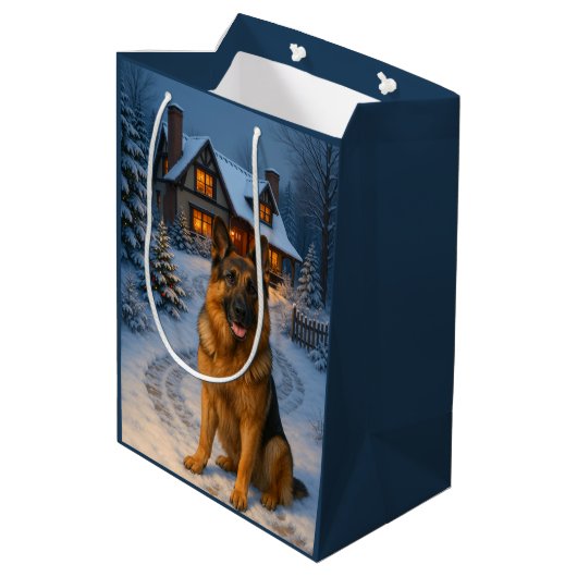 German Shepherd Holiday  Medium Cadeauzakje (Achterkant Gekanteld)
