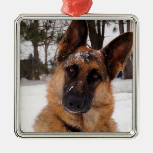 German Shepherd Holiday Orname Metalen Ornament (Voorkant)
