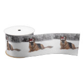 German Shepherd Holiday Satin Ribbon Satijnen Lint (Spoel)
