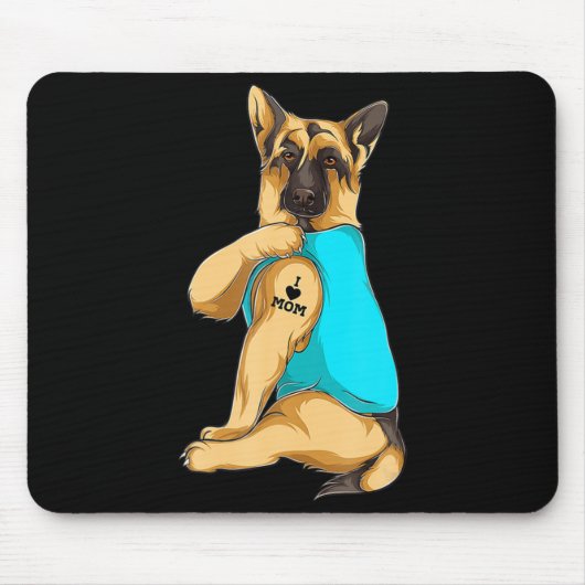 German Shepherd I Love Mam Tattoo Apparel Dog Ma Muismat (Voorkant)