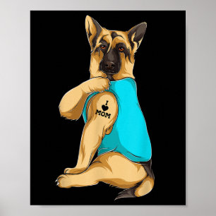 German Shepherd I Love Mam Tattoo Apparel Dog Ma Poster
