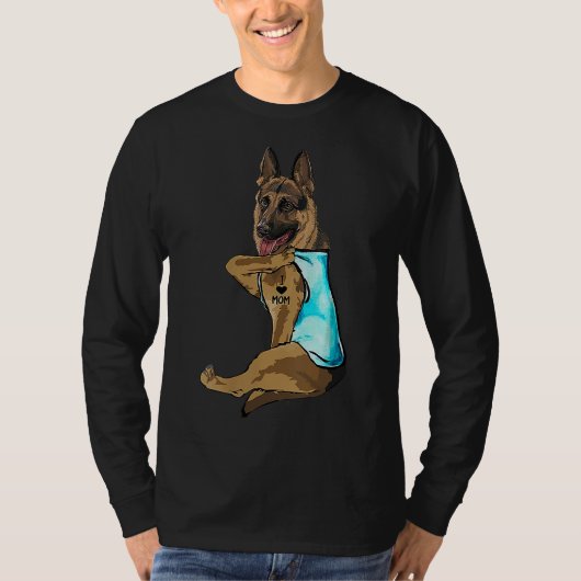 German Shepherd I Love Mam Tattoo T-shirt (Voorkant)