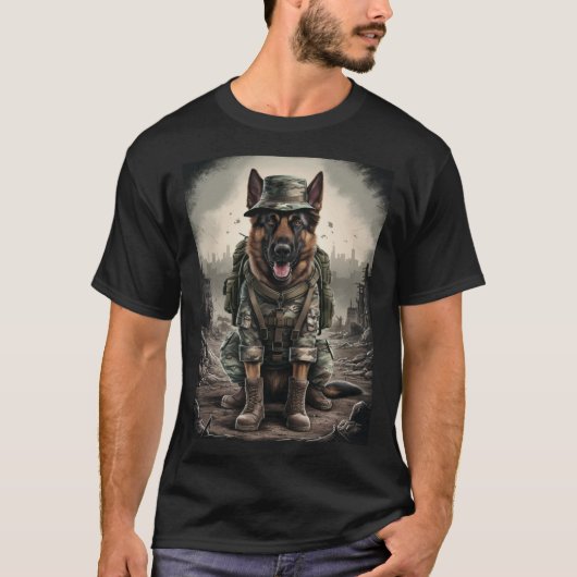 German Shepherd in a Soldier's Suit T-shirt (Voorkant)
