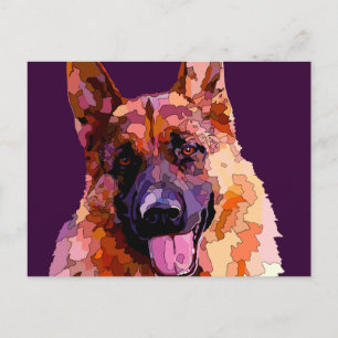 German Shepherd in Bright Colors Briefkaart