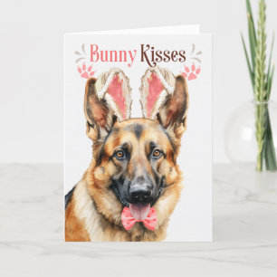 German Shepherd in Bunny Ears for Paaster Feestdagen Kaart